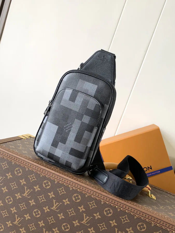 Pharrell Williams Avenue Shoulder Bag Damier Pattern, Damoflage Black Coated Canvas