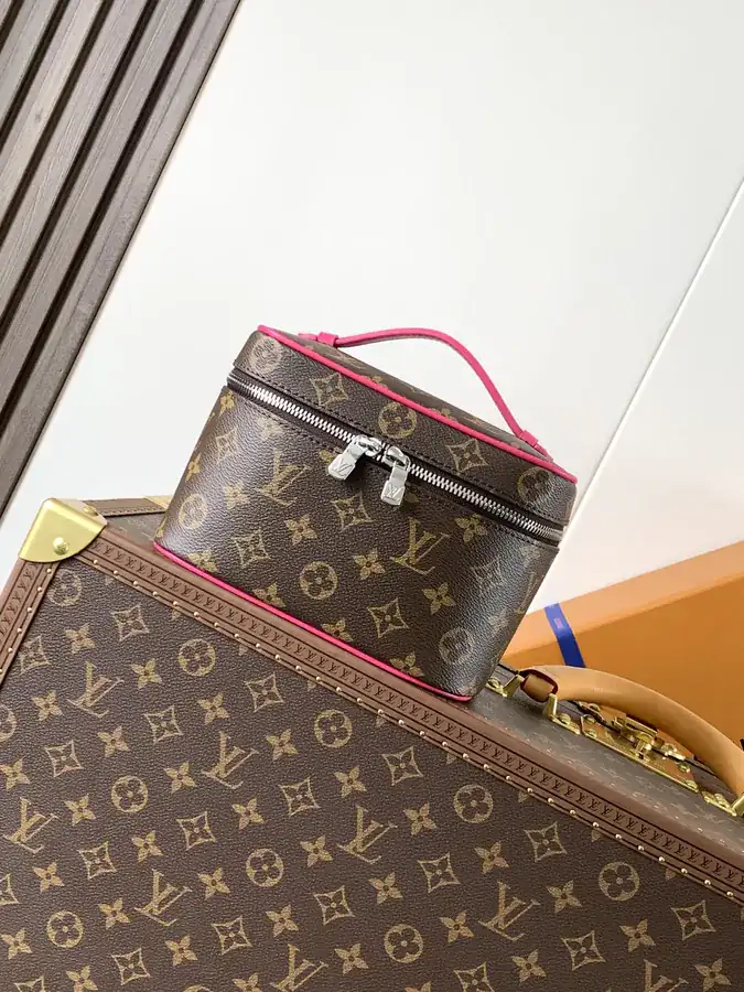 Nice Mini Bag Monogram Macassar Canvas, Leather Trim, 13.5 x 12 x 20 cm