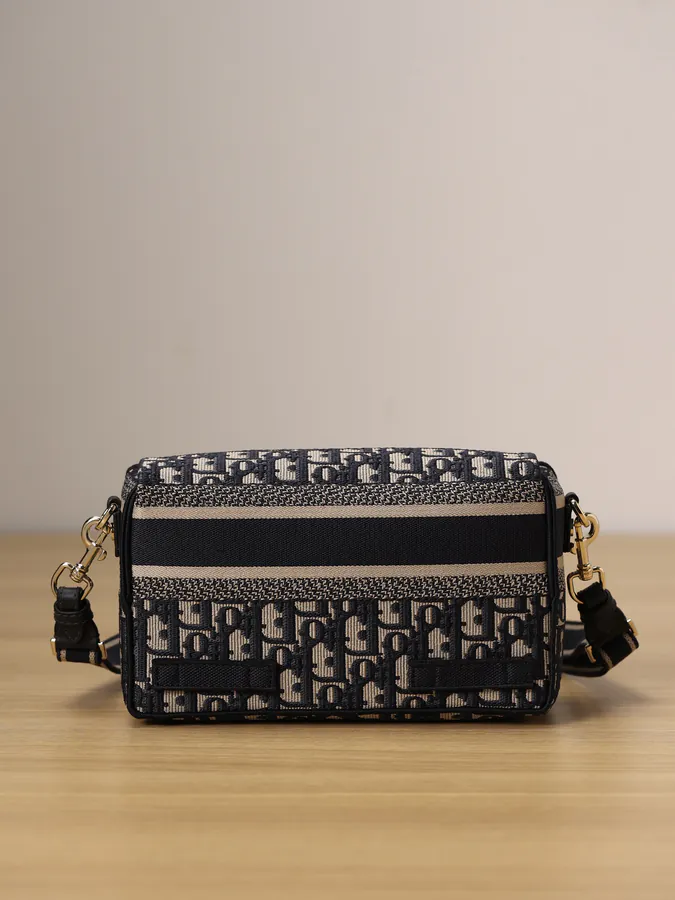 Diorcamp Mini Handbag with Blue Embroidered Oblique Print