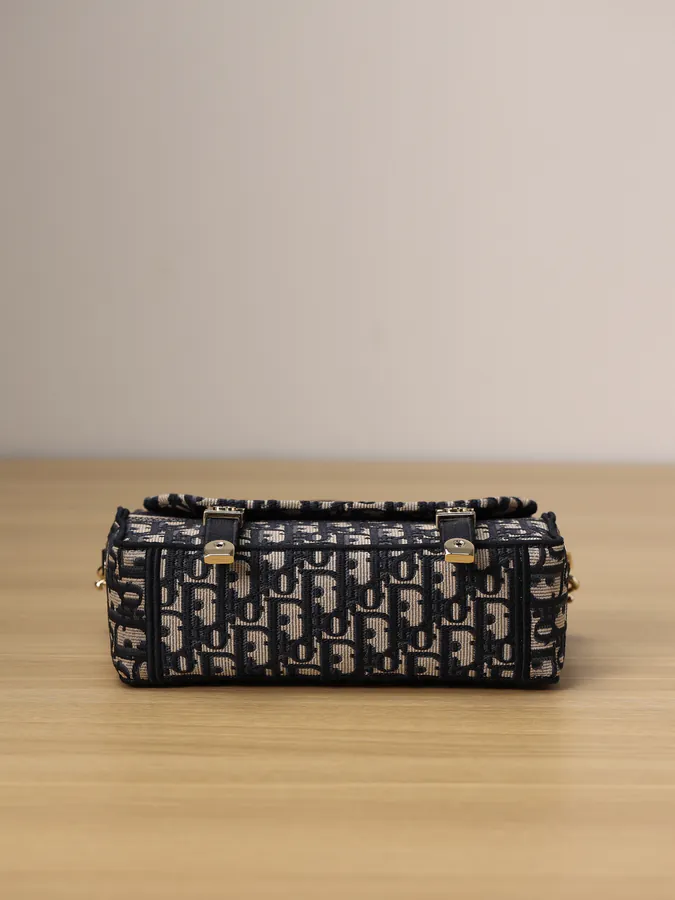 Diorcamp Mini Handbag with Blue Embroidered Oblique Print