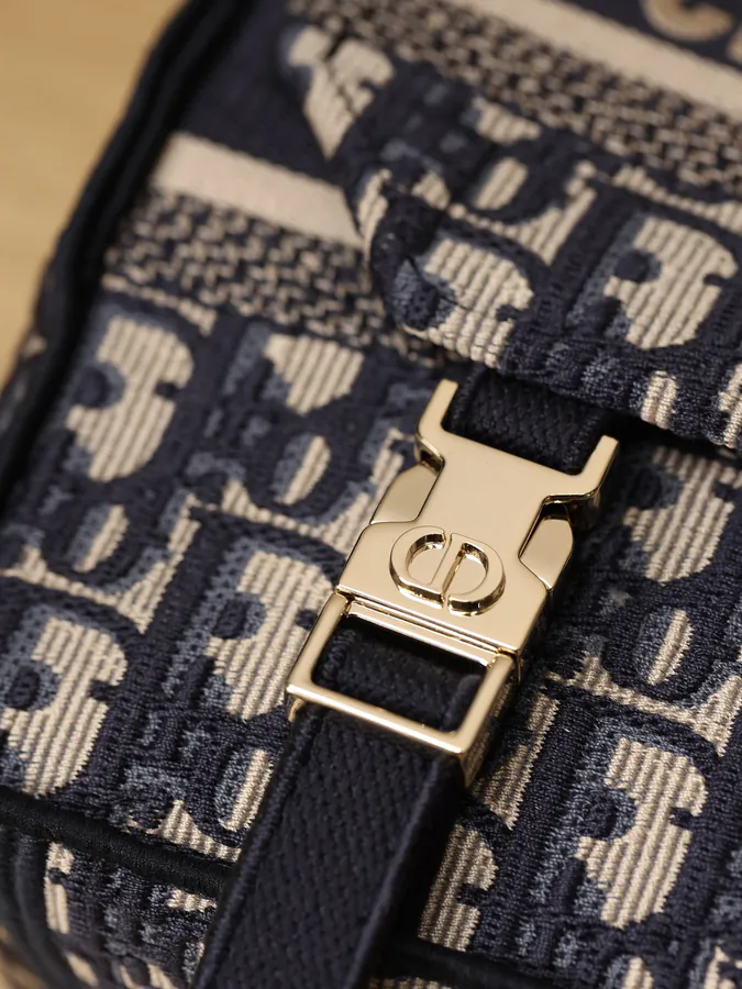 Diorcamp Mini Handbag with Blue Embroidered Oblique Print