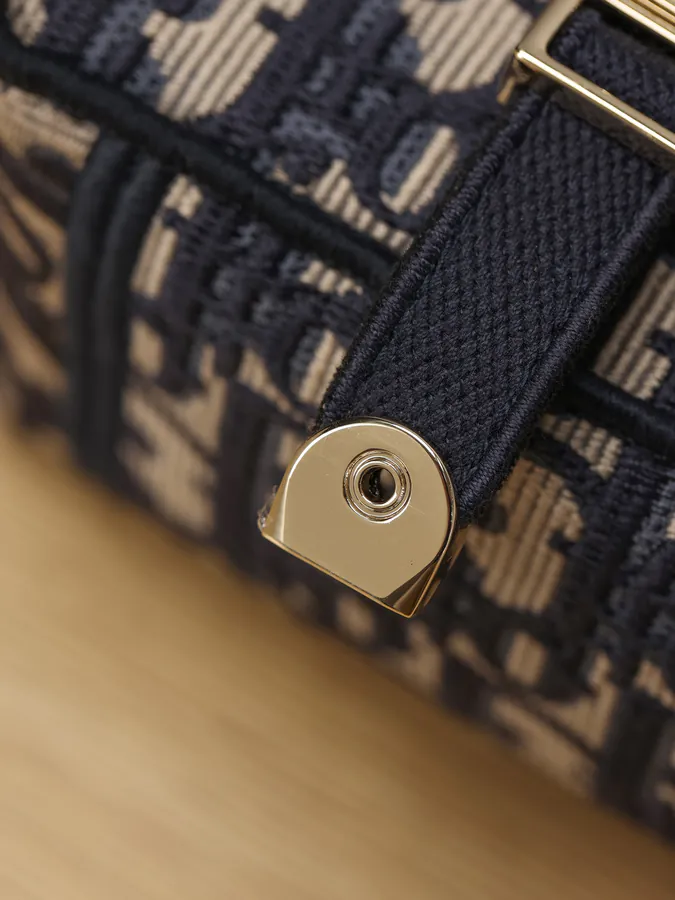 Diorcamp Mini Handbag with Blue Embroidered Oblique Print