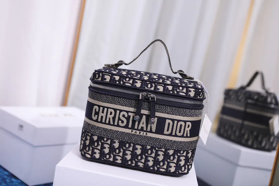 DiorTravel Vanity Handbag with Blue Oblique Print
