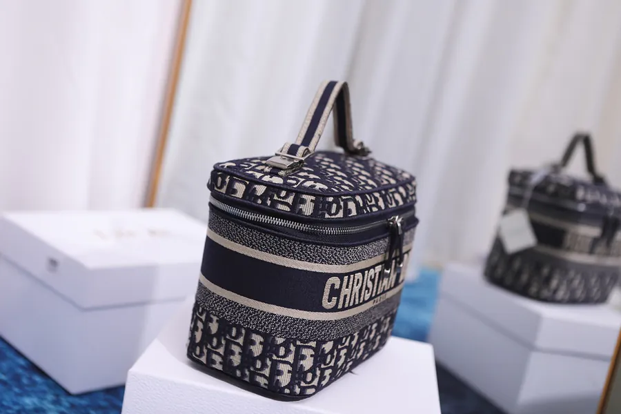 DiorTravel Vanity Handbag with Blue Oblique Print