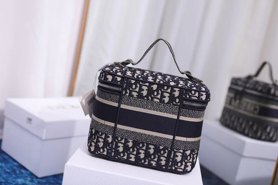 DiorTravel Vanity Handbag with Blue Oblique Print