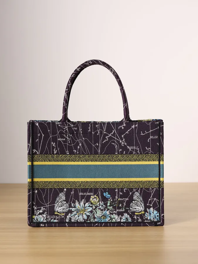 Dior Book Tote Medium Size, Blue with Constellation Embroidery