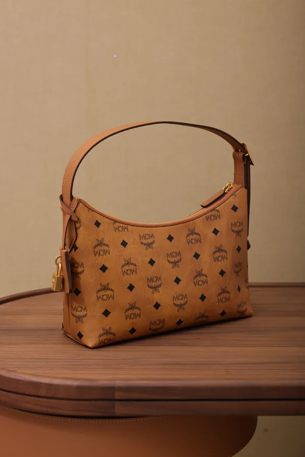 MCM Aren Hobo Shoulder Bag Cognac