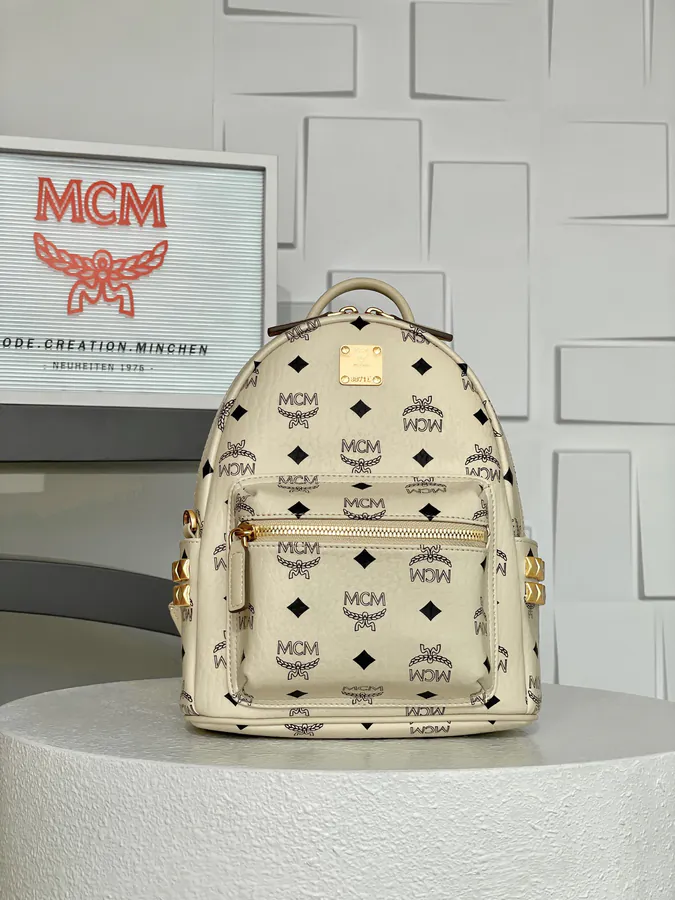 MCM Star Visitos Mini Beige Backpack