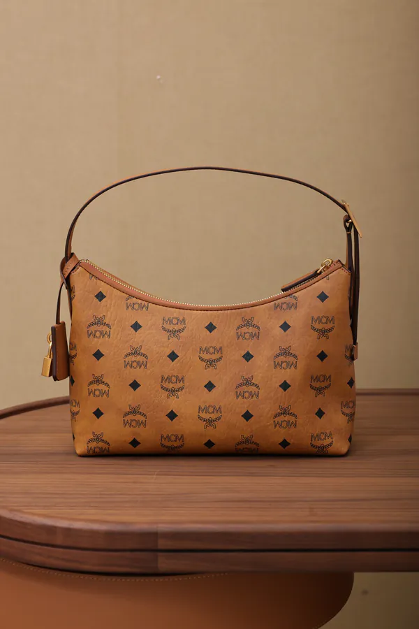MCM Aren Hobo Shoulder Bag Cognac