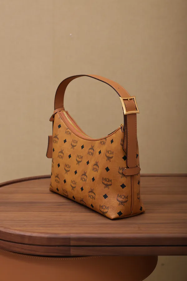 MCM Aren Hobo Shoulder Bag Cognac