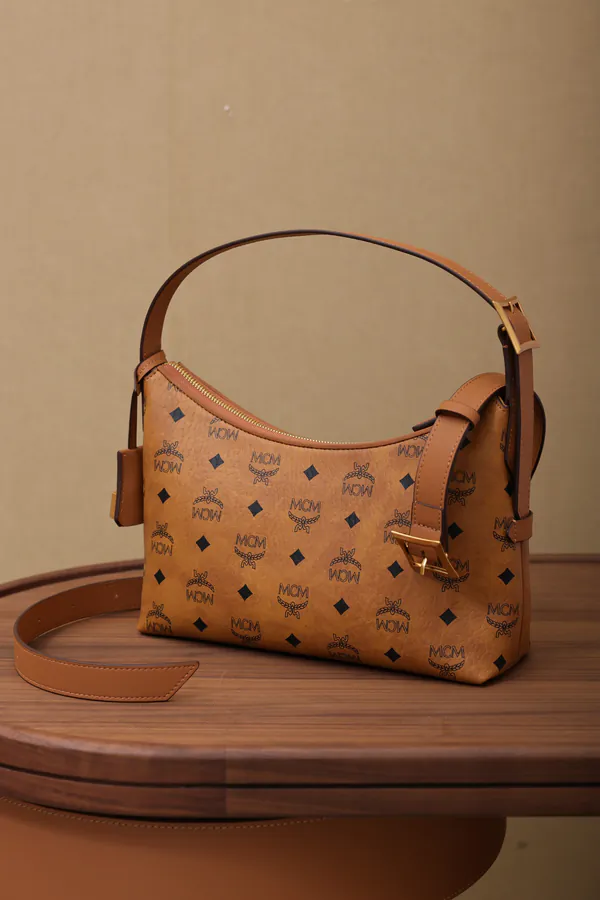 MCM Aren Hobo Shoulder Bag Cognac