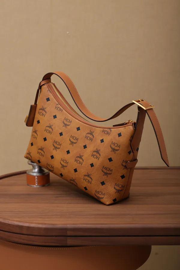 MCM Aren Hobo Shoulder Bag Cognac