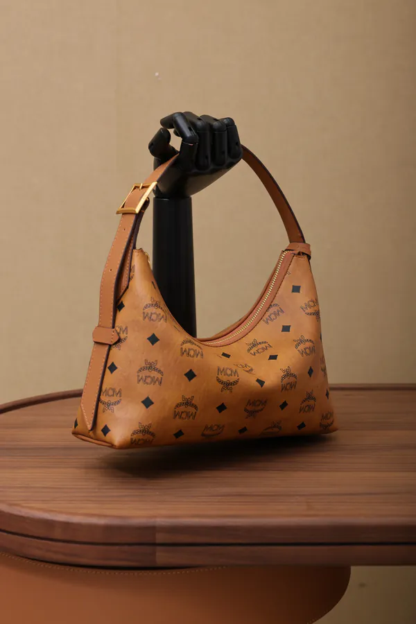 MCM Aren Hobo Shoulder Bag Cognac