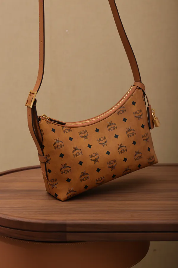MCM Aren Hobo Shoulder Bag Cognac