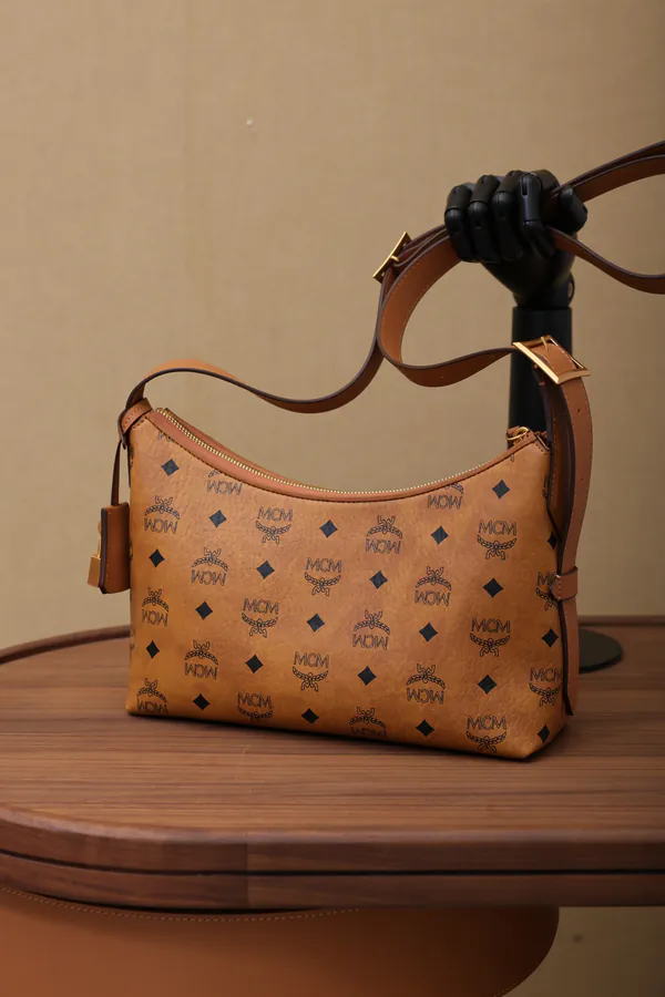 MCM Aren Hobo Shoulder Bag Cognac