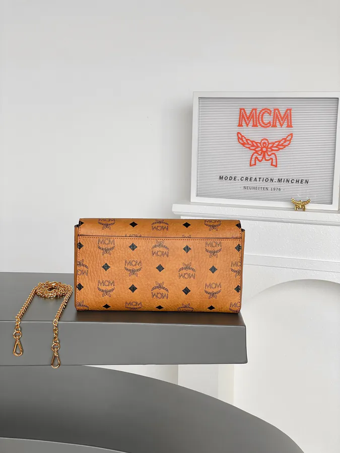 MCM Tracy Visetos Classic Crossbody Bag with Chain Strap