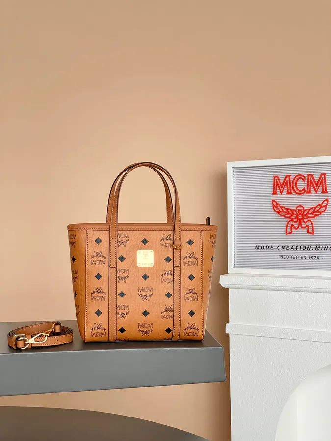 MCM Aeren Visetos Mini Classic Cognac Color