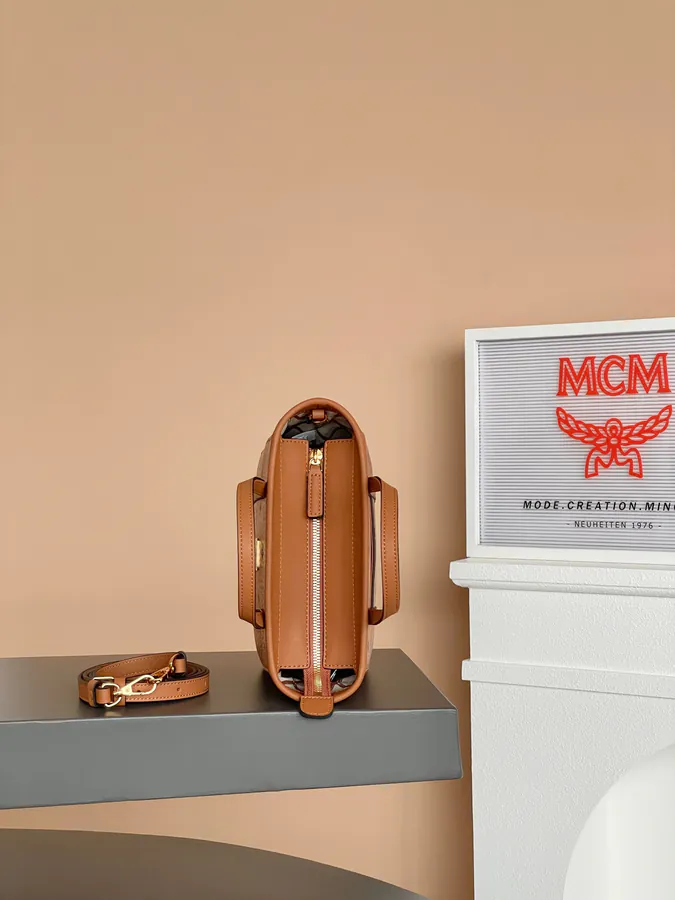 MCM Aeren Visetos Mini Classic Cognac Color