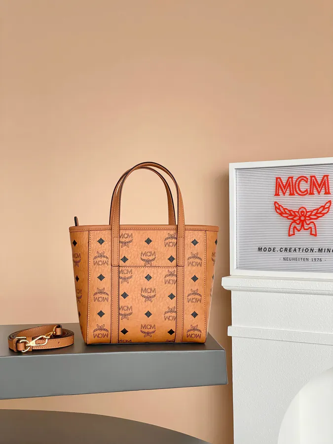 MCM Aeren Visetos Mini Classic Cognac Color