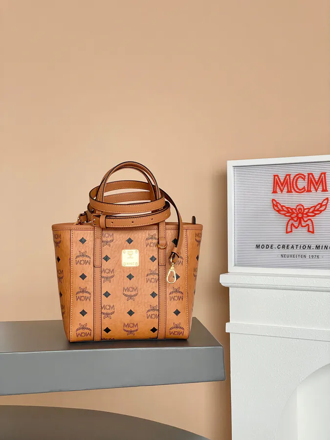 MCM Aeren Visetos Mini Classic Cognac Color
