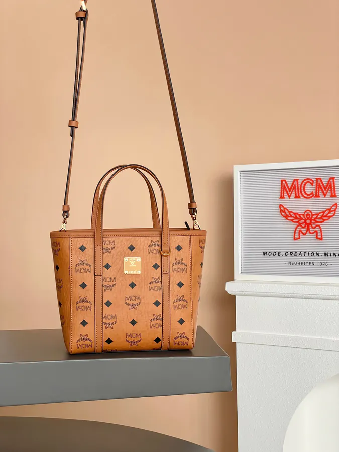 MCM Aeren Visetos Mini Classic Cognac Color
