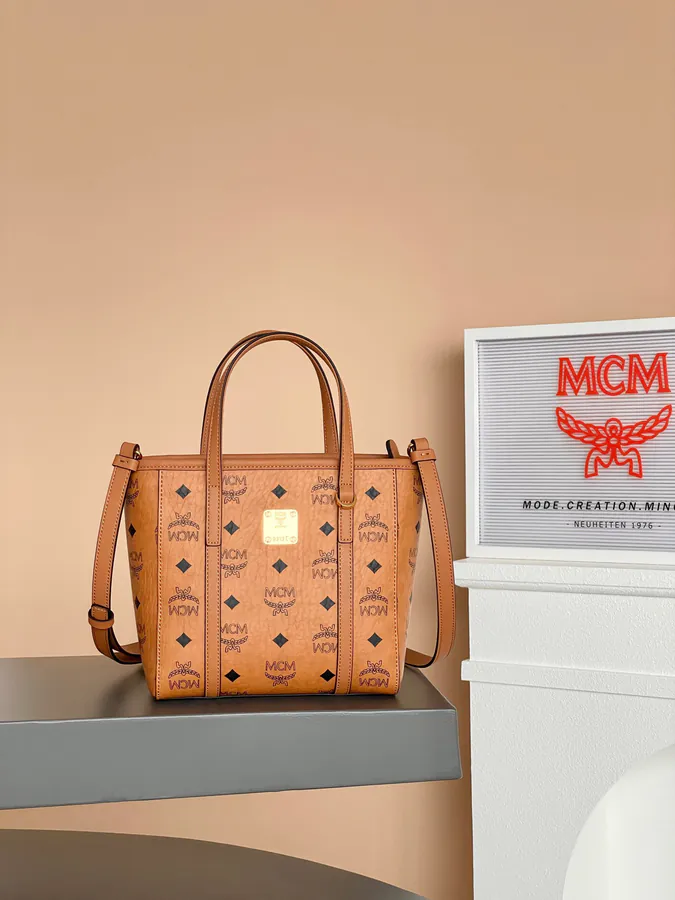 MCM Aeren Visetos Mini Classic Cognac Color