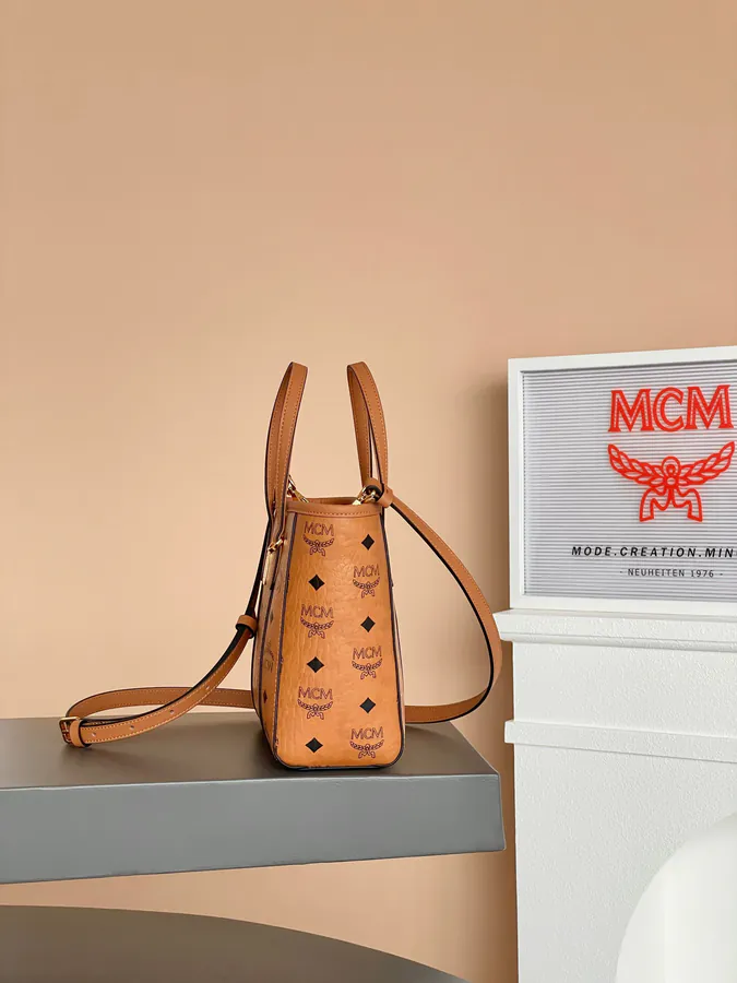 MCM Aeren Visetos Mini Classic Cognac Color