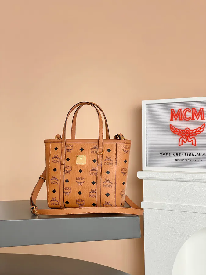 MCM Aeren Visetos Mini Classic Cognac Color