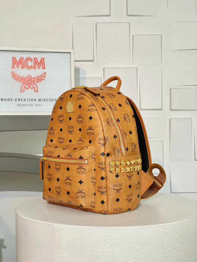 MCM Star Visetos Luxury Backpack Cognac