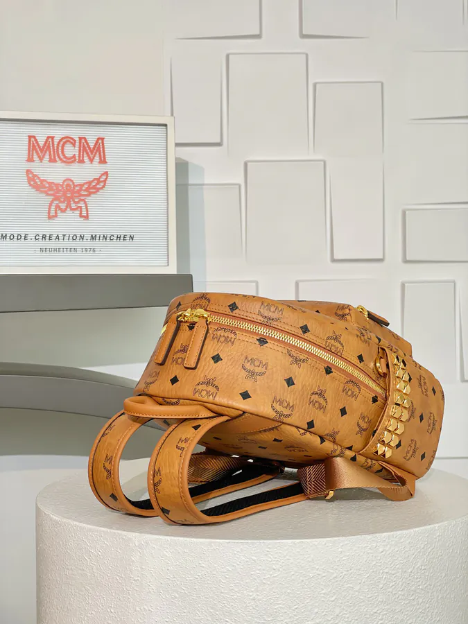 MCM Star Visetos Luxury Backpack Cognac
