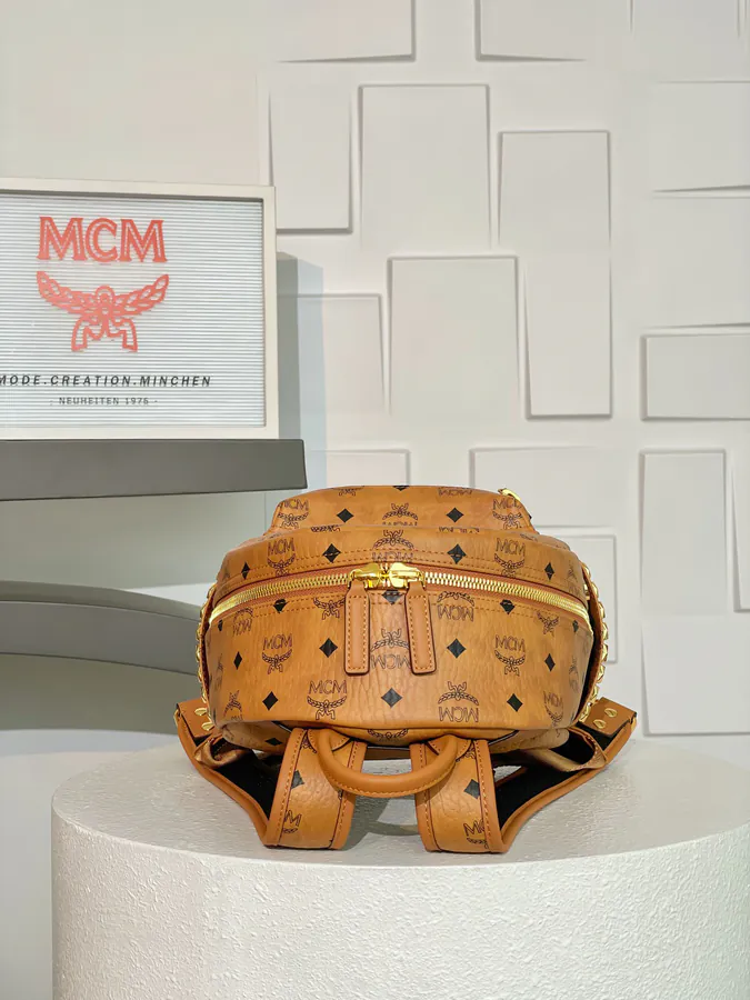 MCM Star Visetos Luxury Backpack Cognac