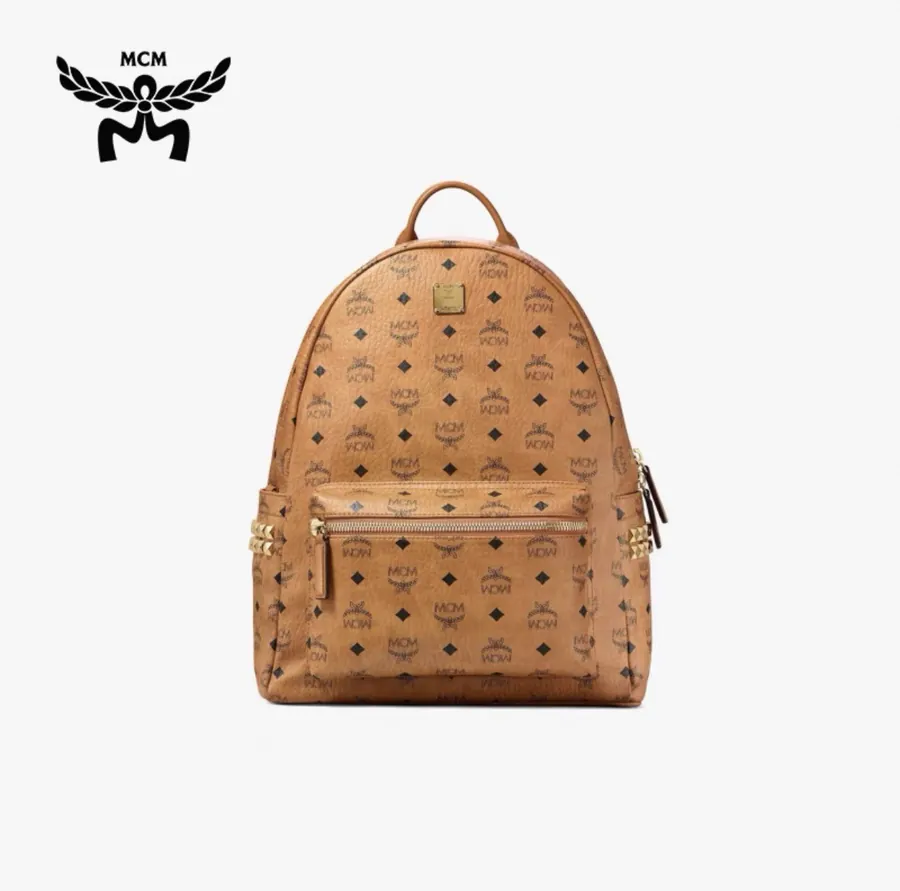 MCM Star Visetos Upgraded Cognac Medium Backpack