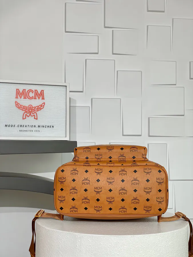 MCM Star Visitos Medium Backpack with Nappa Leather Trim