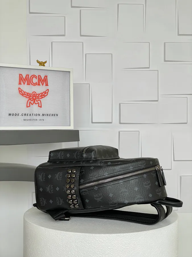 MCM Star Visetos Backpack New Design, Black Leather, Unmatched Style