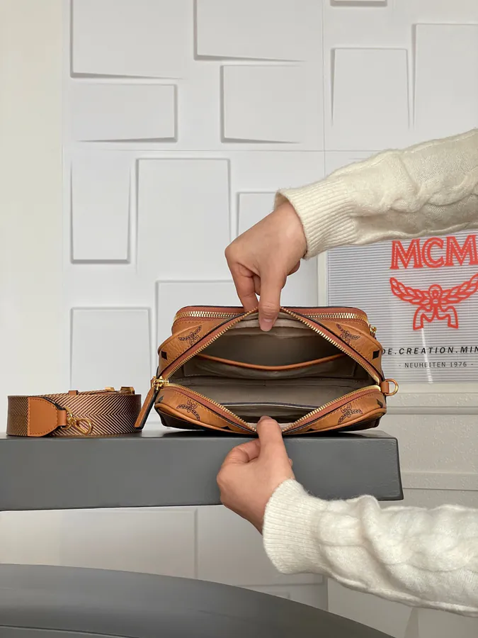 MCM Aren Visetos Small Crossbody Camera Bag