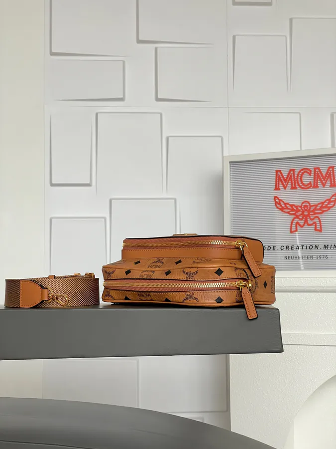 MCM Aren Visetos Small Crossbody Camera Bag