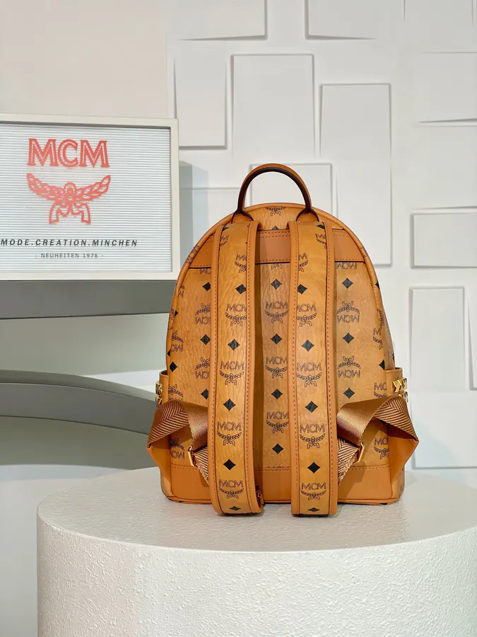 MCM Stark Visitos Cognac Color Mini Backpack
