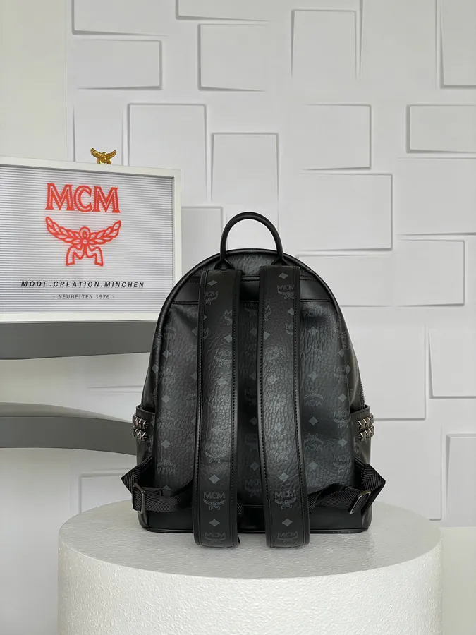 MCM Star Visetos Dual Shoulder Bag Black