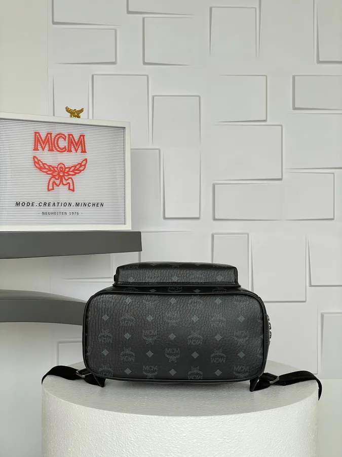 MCM Star Visetos Dual Shoulder Bag Black