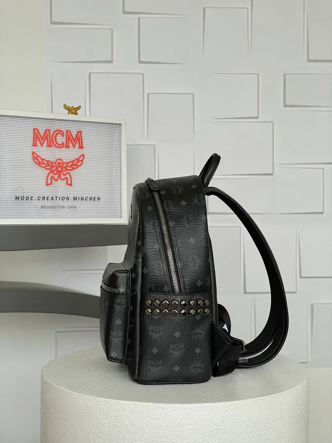 MCM Star Visetos Dual Shoulder Bag Black