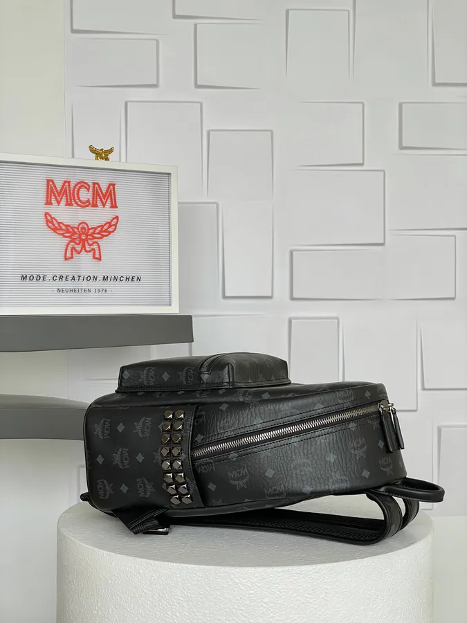 MCM Star Visetos Dual Shoulder Bag Black