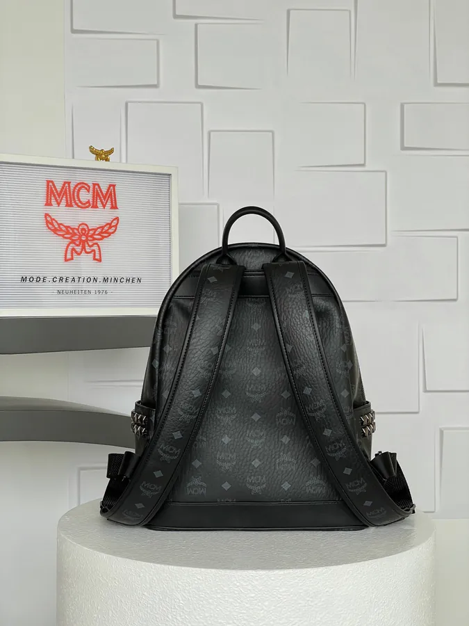 MCM Star Visetos Dual Shoulder Bag Black