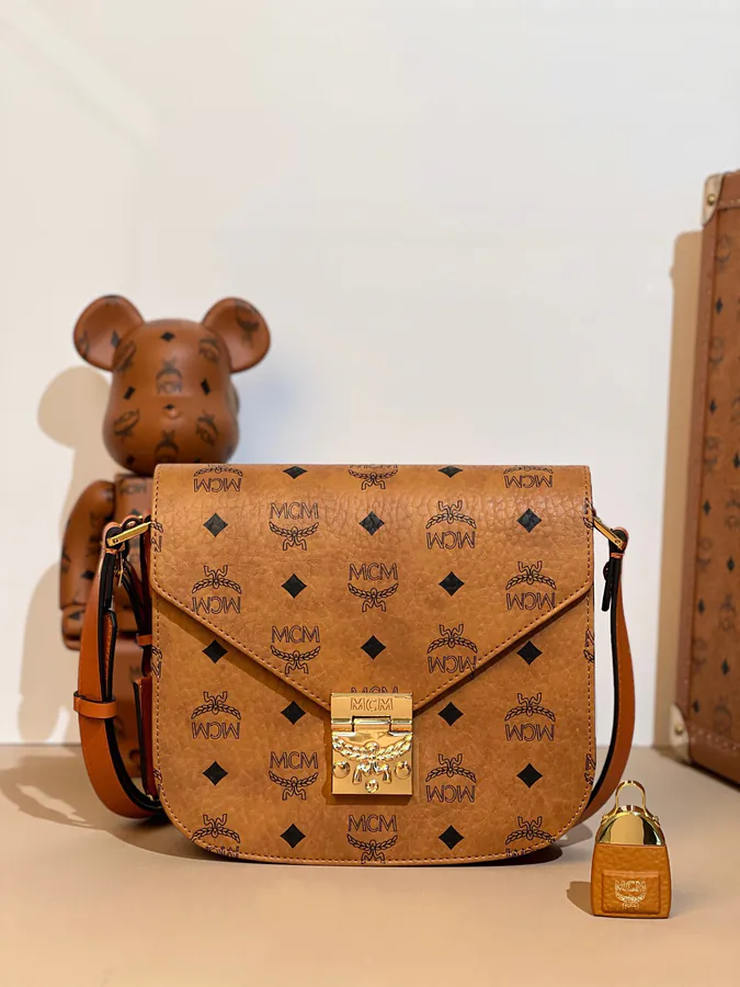 MCM Pasetia Visetos Tote in Cognac