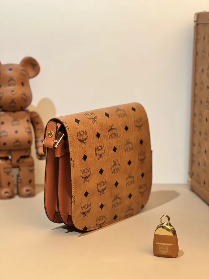 MCM Pasetia Visetos Tote in Cognac