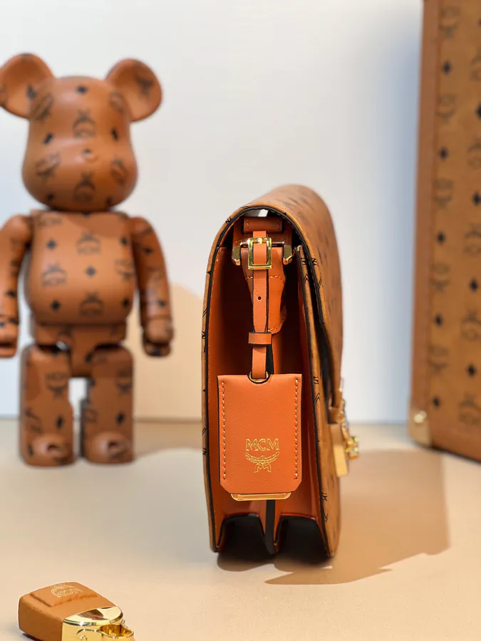 MCM Pasetia Visetos Tote in Cognac