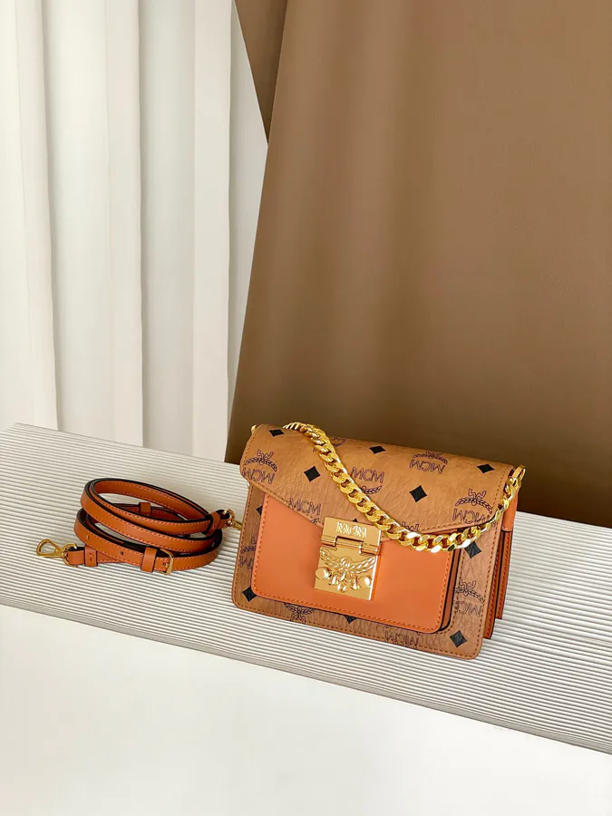 MCM Tracy Satchel Mini Crossbody Bag with Classic Calfskin