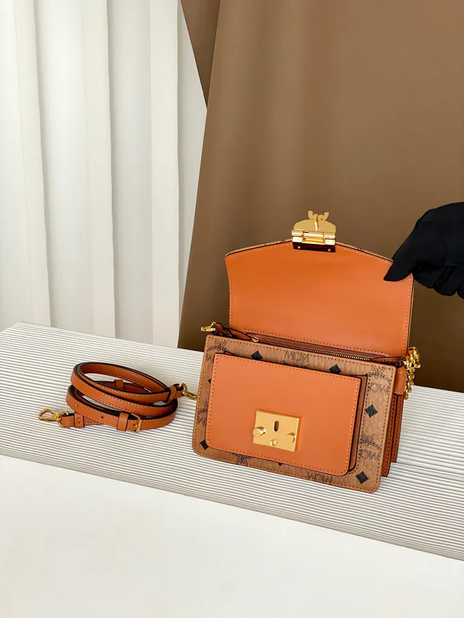 MCM Tracy Satchel Mini Crossbody Bag with Classic Calfskin