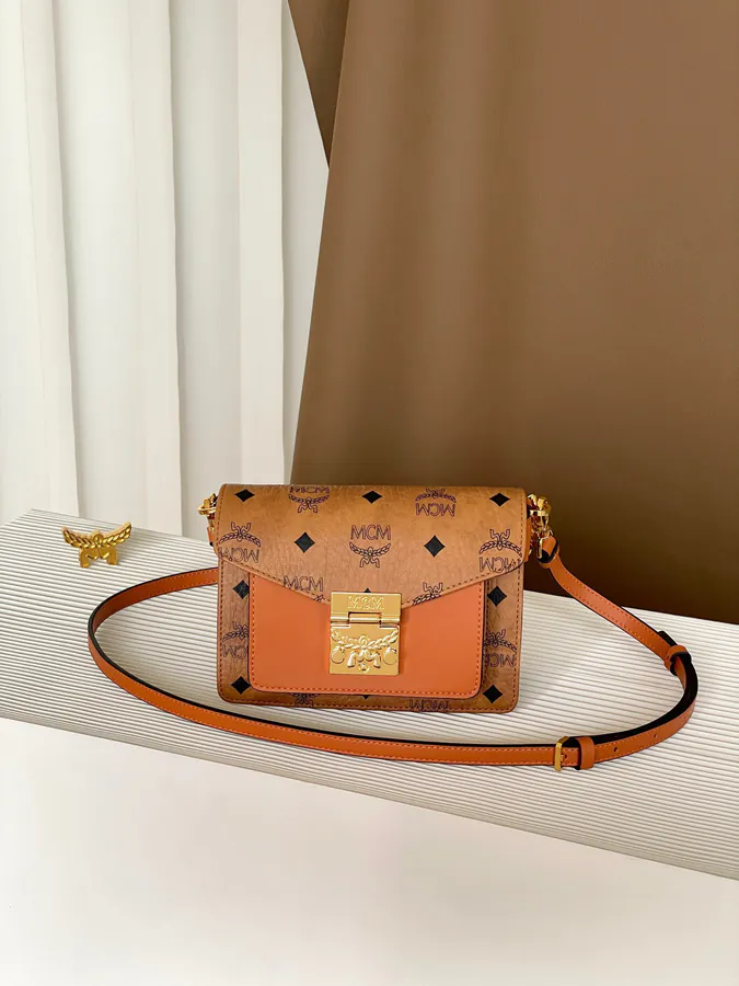 MCM Tracy Satchel Mini Crossbody Bag with Classic Calfskin