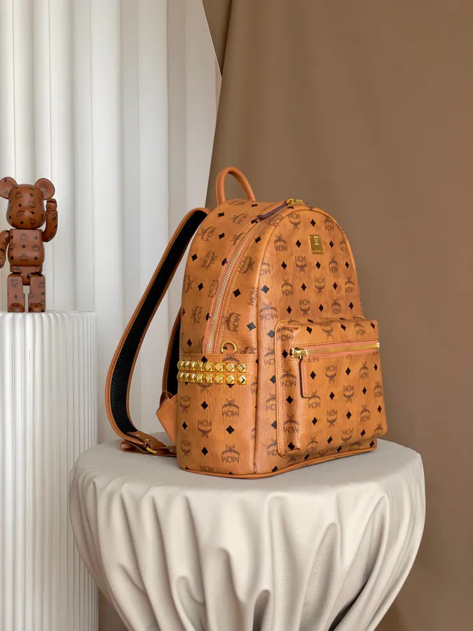 MCM Starke Visetos Premium Double Shoulder Backpack