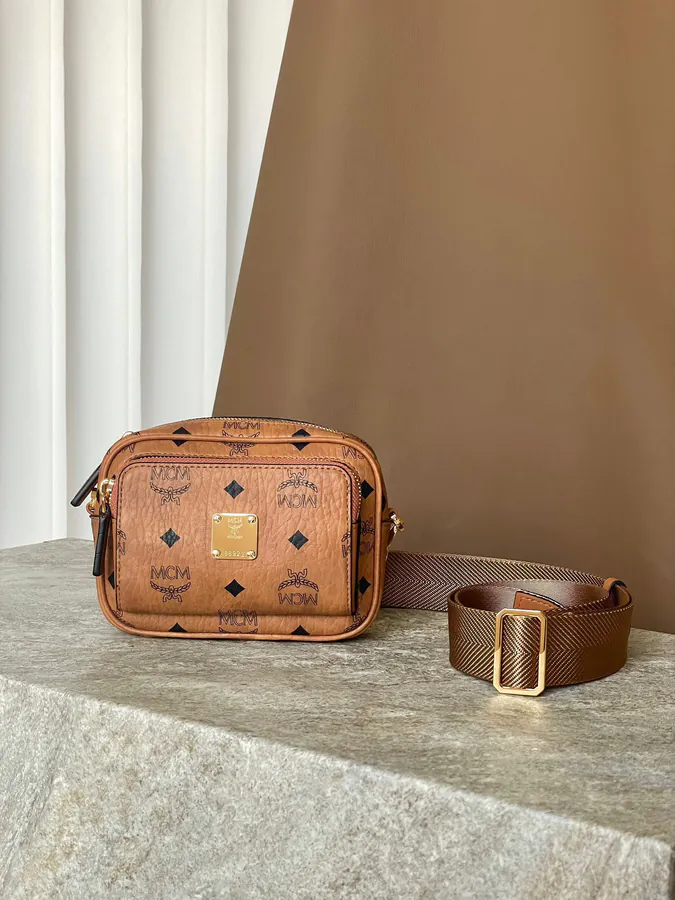 X Mini Shoulder Strap Camera Crossbody Bag by MCM Aren Visetos